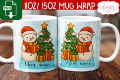 Custom Christmas mug wrap PNG, Cute Snowman png template Product Image 2