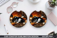 Halloween Dog Car Coaster Sublimation| Halloween Coaster PNG Product Image 1