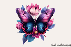 Butterfly Flowers Clipart PNG Product Image 1