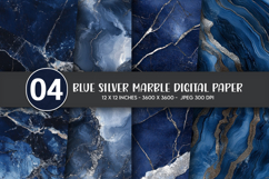 Blue Silver Marble Digital Paper Product Image 1