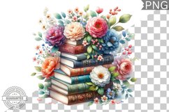 Books Flowers Sublimation- Clipart PNG Design Product Image 1