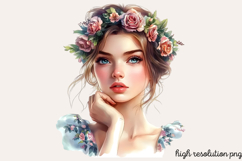 Vintage Retro Girls Clipart PNG Product Image 1