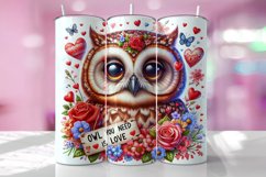 Valentine&#039;s Day Owl Tumbler Wrap Sublimation Design Product Image 1