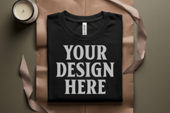 Black Folded Bella Canvas 3001 Flat Lay T-Shirt Mock Product Image 1