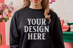 Gildan 18000 Black Mockup , Crewneck Sweatshirt Boho Mock-up Product Image 1