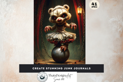 Haunted Circus &amp; Creepy Clown Gothic Junk Journal Paper Pack Product Image 3