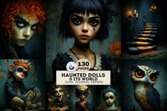 Haunted Dolls &amp; Creepy Circus Gothic Junk Journal Paper Kit Product Image 1