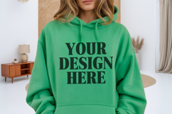 Irish Green Gildan 18500 Hoodie Mockup ,Cozy Unisex Sweatshi Product Image 1