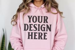 Light Pink Gildan 18500 Hoodie Sweatshirt Mockup, Unisex Product Image 1