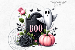 Pink Pastel Goth Halloween Ghost PNG Set, Cute Spooky Kawaii Product Image 10