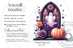 Pink Pastel Goth Halloween Ghost PNG Set, Cute Spooky Kawaii Product Image 2