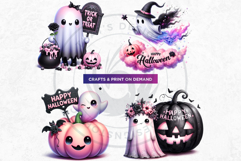 Pink Pastel Goth Halloween Ghost PNG Set, Cute Spooky Kawaii Product Image 4