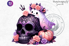 Pink Pastel Goth Halloween Ghost PNG Set, Cute Spooky Kawaii Product Image 6