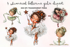 Whimsical Ballerina Girls Clipart PNG Product Image 1