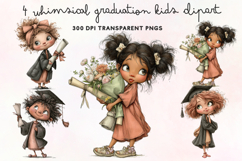 Whimsical Graduation Kids Clipart PNG Product Image 1