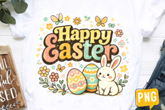 Happy Easter Bunny Eggs Floral Retro PNG Sublimation Design Product Image 2