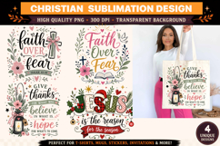 Christian Sublimation PNG Faith Over Fear, Jesus Quote Product Image 1