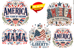 Patriotic USA Sublimation Design, Fourth of July Retro PNG Product Image 1