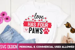 Love Has Four Paws SVG | Dog Valentine's Day SVG Product Image 1