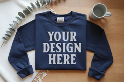 Navy Gildan 18000 Folded Flat Lay Mockups Product Image 1