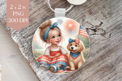 4th of July Girl and Puppy Keyring PNG Product Image 1
