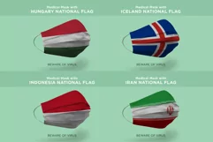 Medical Mask with hungary iceland indonesia iran Nation Flag Product Image 1