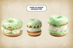 Matcha Donut Burger Clipart Bundle 4 PNG Product Image 3