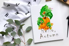 Watercolor clipart autumn.Pumpkin sublimation. PNG JPG Product Image 4