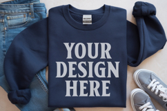 Navy Gildan 18000 Folded Flat Lay Mockups Product Image 1