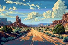 Pixel art desert landscape with open road Product Image 1