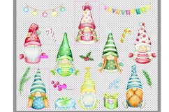 Christmas Gnome Clipart. Watercolor Scandinavian cute gnomes Product Image 4