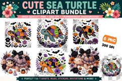 Halloween Sea Turtle Clipart PNG |Spooky Turtle Sublimation Product Image 1
