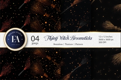 Seamless Flying Witch Broomsticks Digital Paper Product Image 1