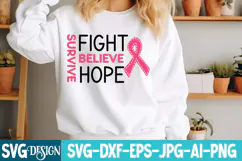 Fight Believe Hope Survive SVG | Breast Cancer SVG Design Product Image 1