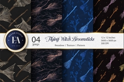 Seamless Flying Witch Broomsticks Digital Paper Product Image 1