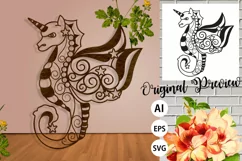 Papercut Sea Horse Unicorn Pony Templates, Paper Craft Art Product Image 4