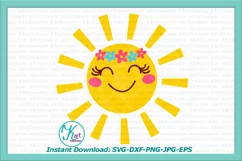 Sun with flowers SVG DXF cutting file Toddler shirt design Product Image 1