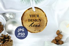 Wood Ornament Mockup PSD, White & Black Wood Ornament Mockup Product Image 3