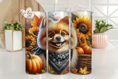 Pomeranian Tumbler Sublimation Wrap, Autumn Dog Wrap Product Image 1