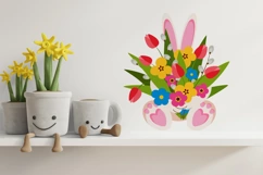 Cute baby bunny, rabbit holding bouquet of flower. Product Image 3