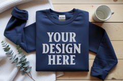 Navy Gildan 18000 Folded Flat Lay Mockups Product Image 1