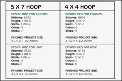 Valentine's Day Coasters - 4 x 4 and 5 x 7 Hoops Product Image 3