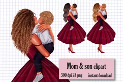 Mother day clipart, Mom clipart, Mother son clipart Product Image 1