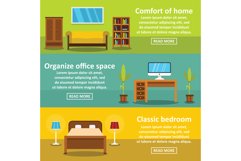 Interior comfort banner horizontal set, flat style Product Image 1