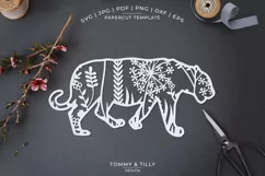 Tiger Meadow Animal - Papercut Template SVG EPS DXF P Product Image 1