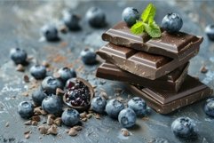 Delicious dark chocolate pieces layered with fresh blueberri Product Image 1