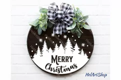 Round Christmas Sign Svg, Merry Christmas Svg Product Image 1