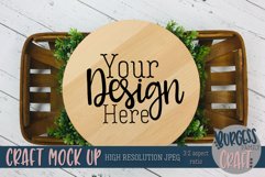 Round wood sign w/grass craft mock up |High Resolution JPEG Product Image 1