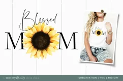 Sunflower Blessed Mom - Sublimation PNG Clipart Product Image 1