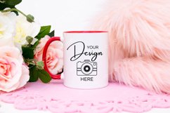 Mug Mockup 11 Oz Blank White Coffee Cup Red Handle Product Image 1